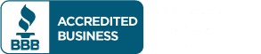 Button with the Better Business Bureau logo that says "Accredited Business"
